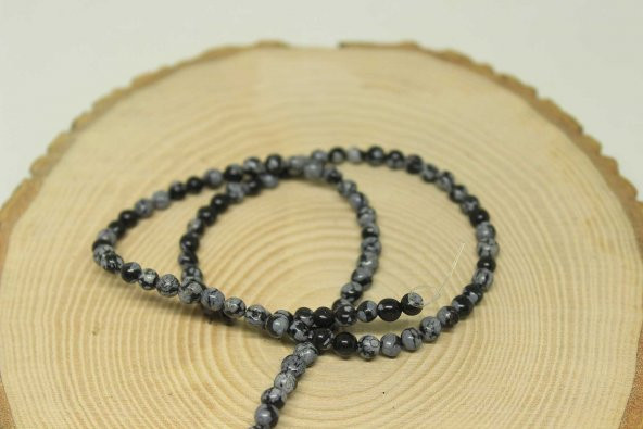 Kar Tanesi Obsidyen Taşı 4-4.5mm aralığı/5 adet - Resim 2