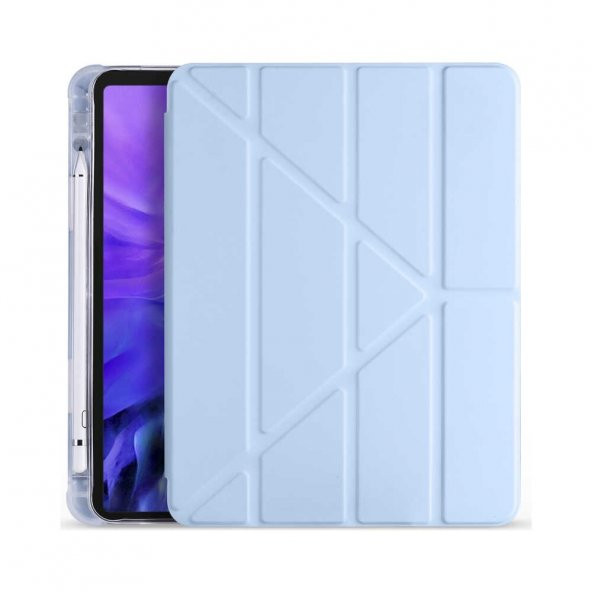 Apple iPad 6. Nesil 9.7" Kılıf + Kalem Uyku Modlu Kalem Bölmeli Yumuşak Silikon Standlı Kılıf - 1