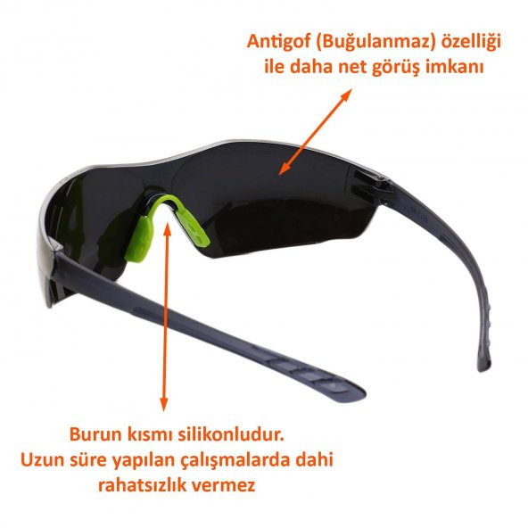 İş Güvenlik Gözlüğü UV Koruyucu Antifog Buğulanmaz Gözlük Gümüş - 5