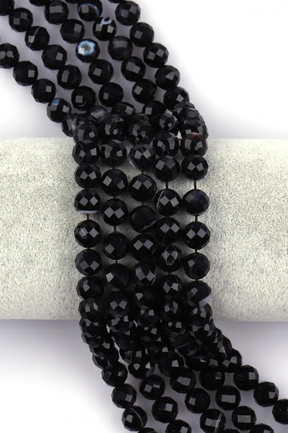 Akik ( A Kalite ) Doğal Taş Dizi 8 mm Fasetli Küre Kesim ürün görseli