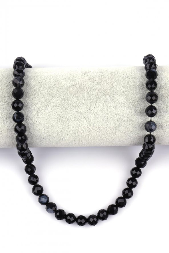 Akik ( A Kalite ) Doğal Taş Dizi 8 mm Fasetli Küre Kesim - Resim 2