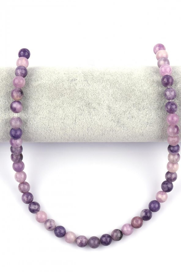 Lepidolit Doğal Taş Dizi 8 mm Küre Kesim - Resim 2