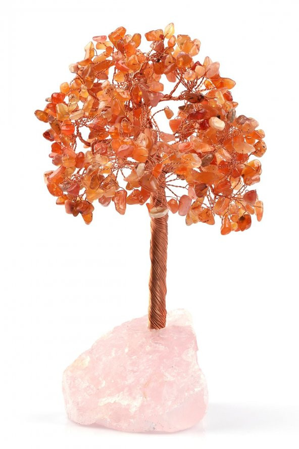 Pembe Kuvars - Karnelyan Akik Doğal Taş Ağaç - Resim 2