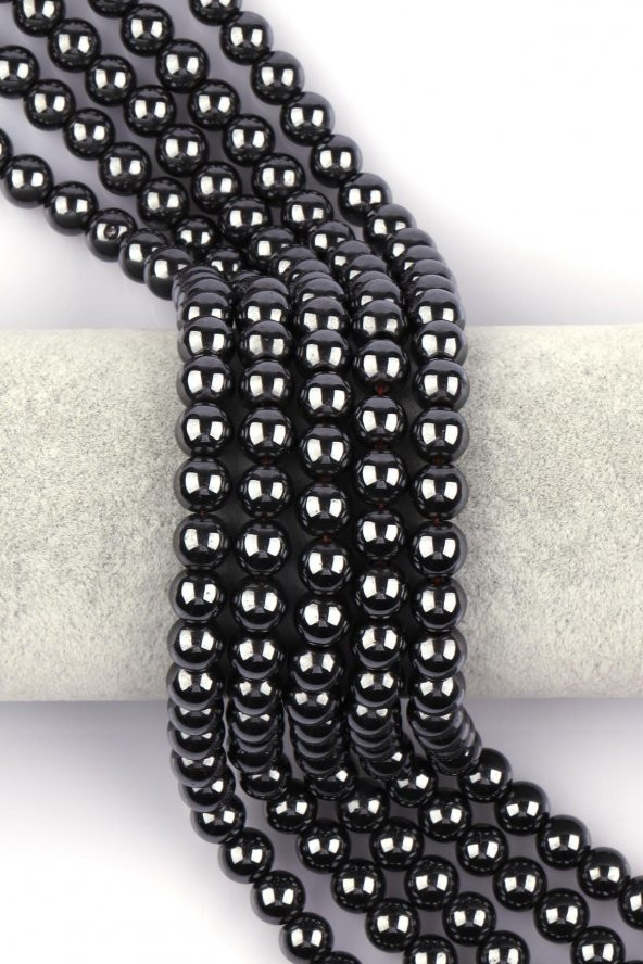 Hematit Doğal Taş Dizi 8 mm Küre Kesim