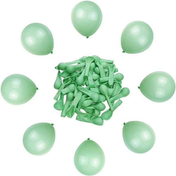 5 İnç Makaron Mint Yeşili Mini Balon 10 Adet