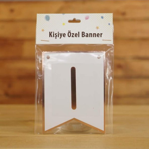 I Harfli Beyaz Zemin Rose Gold Kişiye Özel Banner Kart