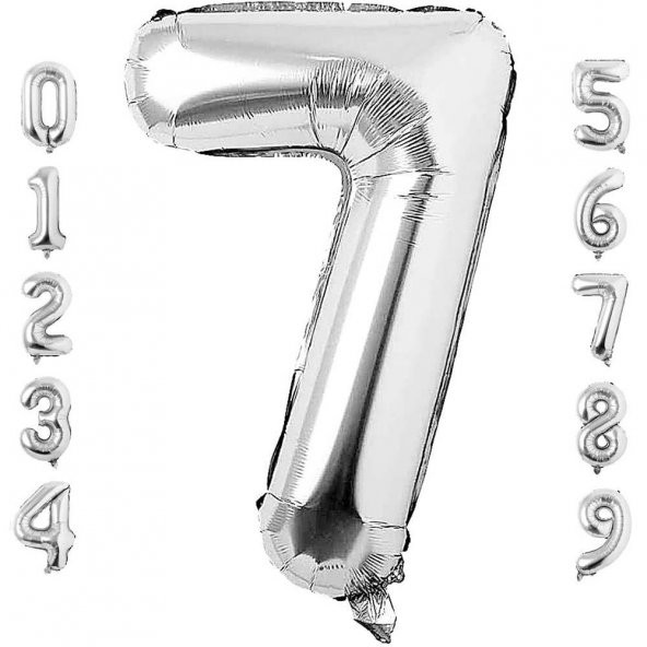 7 Yedi Rakam Gümüş Folyo Balon 34" Inc 76 cm