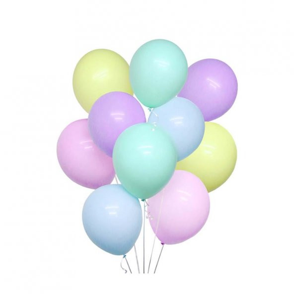 12 İnç Karışık Makaron Balon 10 Adet
