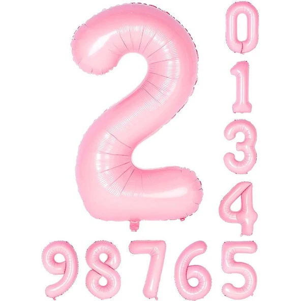 2 İki Rakam Pembe Folyo Balon 34" Inc 76 cm
