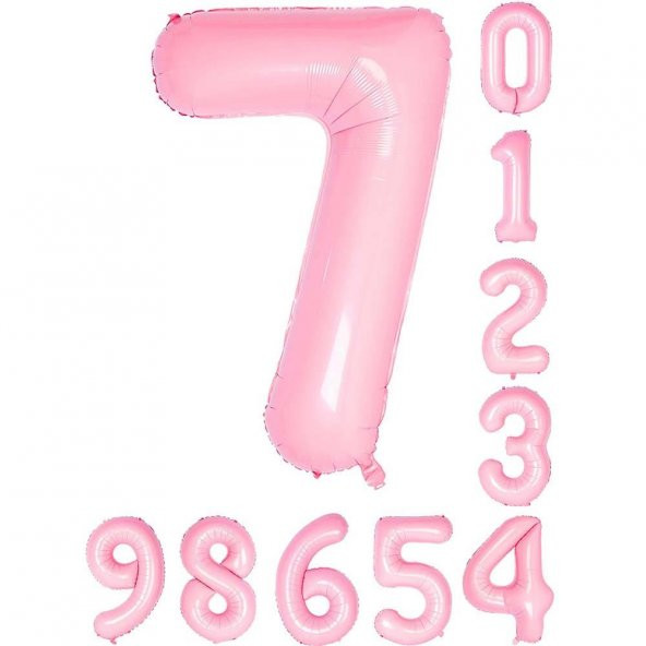 7 Yedi Rakam Pembe Folyo Balon 34" Inc 76 cm