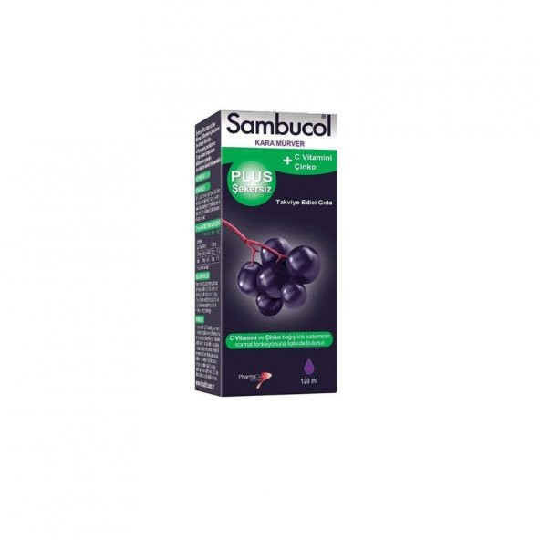 Plus Şekersiz C Vitamini + Çinko İçeren Kara Mürver Ekstreli Takviye Edici Gıda 120 ml ürün görseli 1