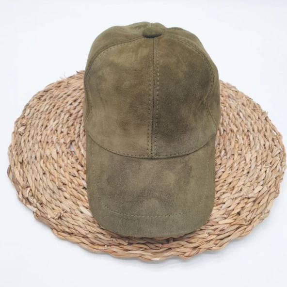 Bay Bayan Beyzbol Deri Süet Kep Haki Renk - 11