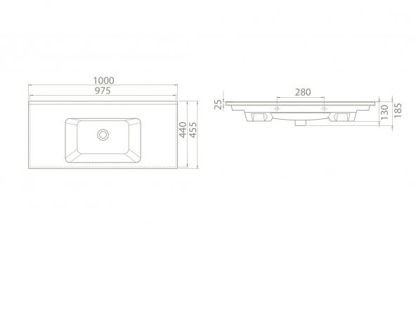 Turkuaz Cerastyle Arte Etajer Uyumlu Banyo Lavabo 100x45 cm - 2