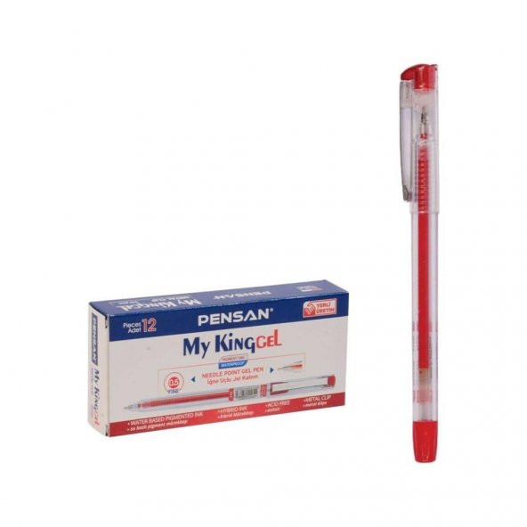 Pensan My-Kıng Jel Mürekkepli Kalem 0,5 Mm Kırmızı 12Lİ