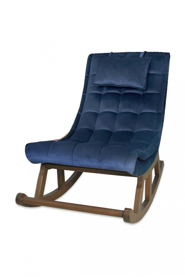 Asedia Miskin Ceviz Lacivert Ahşap Sallanan Sandalye Dinlenme Emzirme Baba Tv Okuma Uzanma Koltuğu Berjer ürün görseli