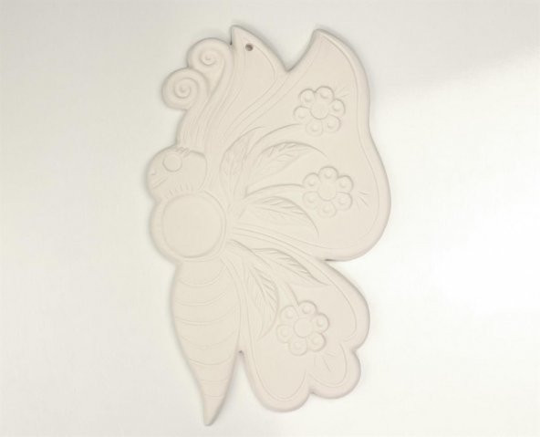 Çiçekli Kelebek Seramik Bisküvi Boyanabilir Obje (Ham Ürün) ürün görseli