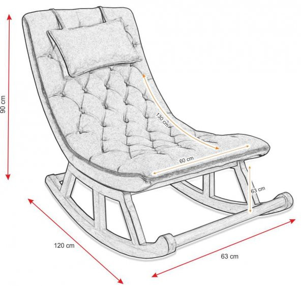 Asedia Miskin Lake Mavi Ahşap Sallanan Sandalye Dinlenme Emzirme Baba Tv Okuma Uzanma Koltuğu Berjer - Resim 5