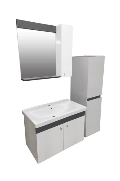 Karen Banyo New Bahar 80 Cm Lavabolu Banyo dolabı Seti,Boy Dolap hediyeli - 3