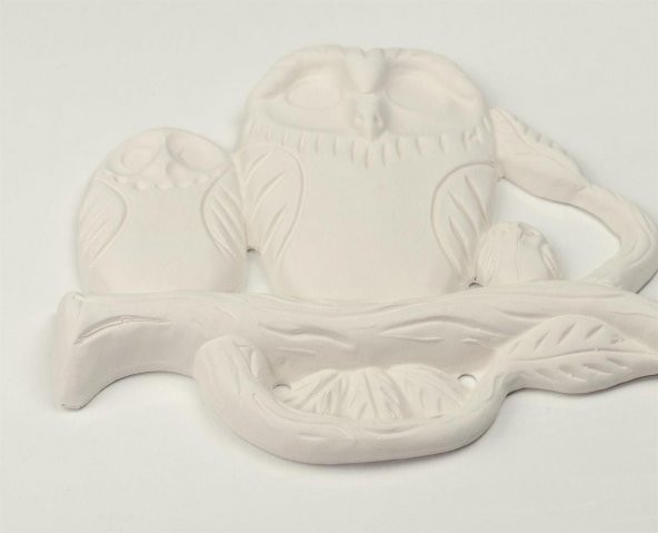 Aile Baykuş Seramik Bisküvi Boyanabilir Obje (Ham Ürün) - Resim 3