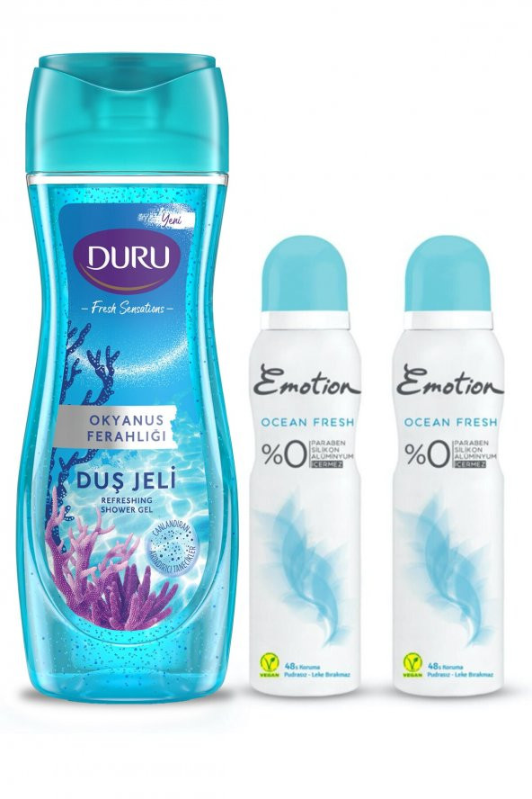 Duru Fresh Sensations Okyanus Ferahlığı Duş Jeli 450ml Ve Emotion Ocean Fresh Deodorant 2x150ml