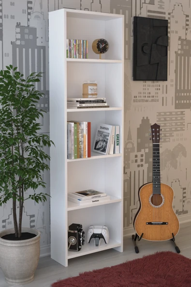 ABETE MOBİLYA 5 Raflı Kitaplık - Oyuncak Dolabı / Beyaz