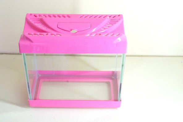 Girist Pet Beta Balıklar İçin Pembe Renk Mini Akvaryum 22,5x20x11,5 - 3