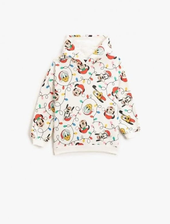 Koton Kız Çocuk Yılbaşı Temalı Mickey Mouse Baskılı Sweatshirt Kapüşonlu