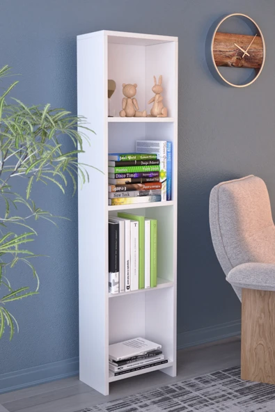 ABETE MOBİLYA 4 Raflı Kitaplık - Oyuncak Dolabı / Beyaz - 3