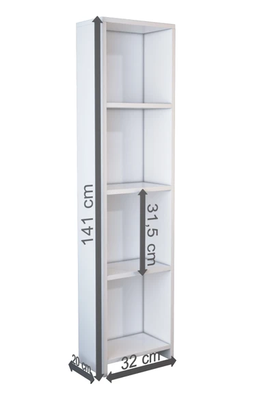 ABETE MOBİLYA 4 Raflı Kitaplık - Oyuncak Dolabı / Beyaz - 4