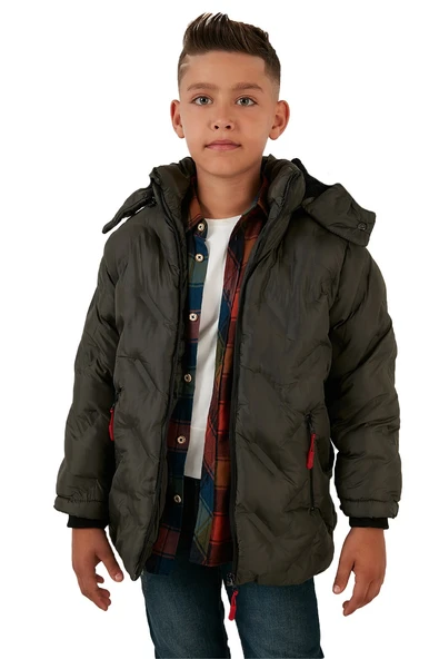 Life For Moda Erkek Çocuk İçi Peluş Astarlı Çıkarılabilir Kapüşonlu Su Geçirmez Mont 5053 - 10