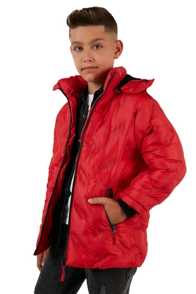 Life For Moda Erkek Çocuk İçi Peluş Astarlı Çıkarılabilir Kapüşonlu Su Geçirmez Mont 5053 - 9