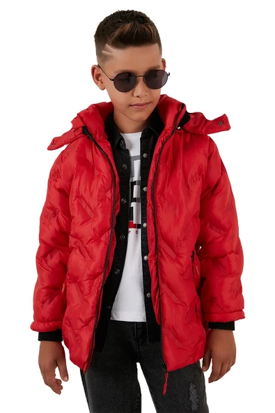 Life For Moda Erkek Çocuk İçi Peluş Astarlı Çıkarılabilir Kapüşonlu Su Geçirmez Mont 5053 - 8