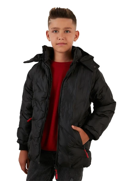 Life For Moda Erkek Çocuk İçi Peluş Astarlı Çıkarılabilir Kapüşonlu Su Geçirmez Mont 5053 - 4