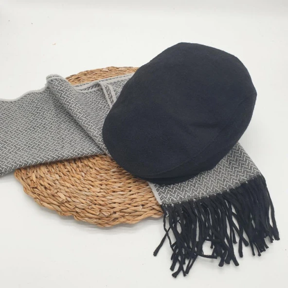 İkili Takım Kasket Ve Atkı Siyah Ve Gri - 3