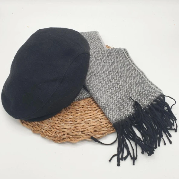 İkili Takım Kasket Ve Atkı Siyah Ve Gri - 5