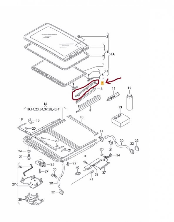 GOLF4 LEON SUNROOF ÇITASI SAĞ ÜST -ORJ-