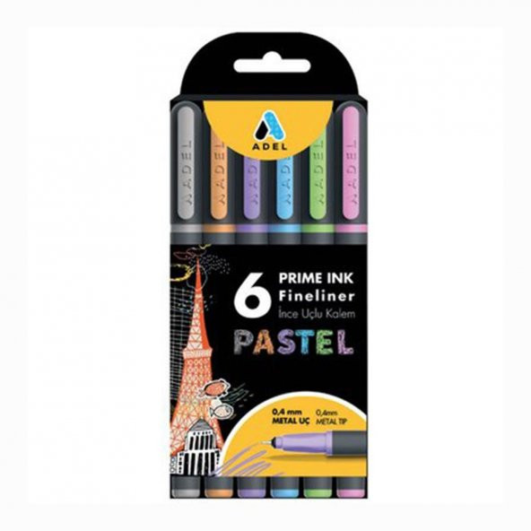 Fineliner 6 Lı Pastel İnce Uçlu Kalem Prime Ink 6 Renk 1 Paket
