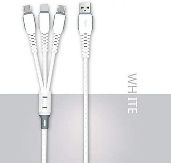 Data Cable Xs-013 Çoklu Şarj Kablosu 3 Uçlu iPhone Uyumlu, MicroUsb, Type-c Uyumlu Çoklu Şarj Kablo - 4