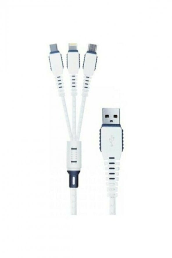 Data Cable Xs-013 Çoklu Şarj Kablosu 3 Uçlu iPhone Uyumlu, MicroUsb, Type-c Uyumlu Çoklu Şarj Kablo - 2