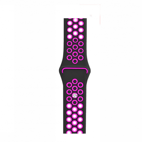 Watch Siyah-Pembe Nike Kordon 42-44 mm Esnek Silikon Delikli Şık Tasarım