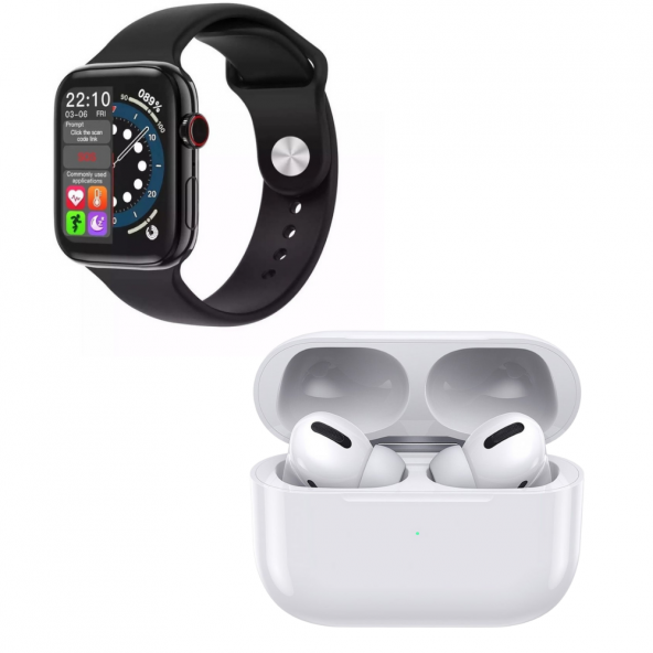 2 Li Premium Set Full Ekran Akıllı Saat İnpods Pro Beyaz Bluetooth 5.0 Kulak İçi Kulaklık - Resim 2