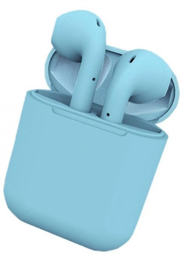 Premium Set Full Ekran Akıllı Saat Mavi Bluetooth i12 İnpods Kulaklık - Resim 3