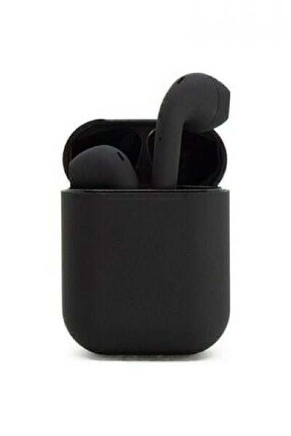 Premium Set Full Ekran Akıllı Saat Siyah Bluetooth i12 İnpods Kulaklık - Resim 3