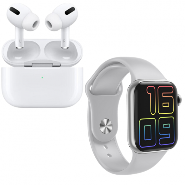 HW12 Full Ekran Smartwatch Gri Akıllı Saat Airpods Pro Anc Özellikli Kablosuz Bluetooth Kulaklık - Resim 2