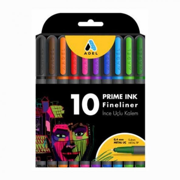 Fineliner 10 lu İnce Uçlu Kalem Prime Ink 10 Renk 1 Paket - 4