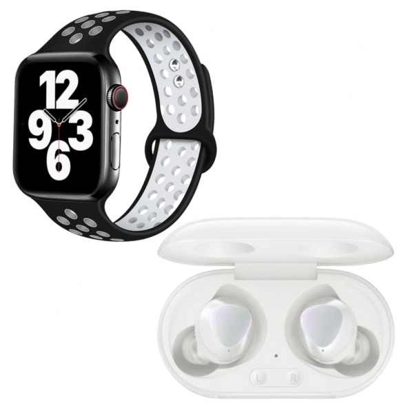 Samsung Uyumlu Galaxy Buds+ Beyaz Bluetooth Kulaklık Watch 7 Siyah Nike Akıllı Saat - 2