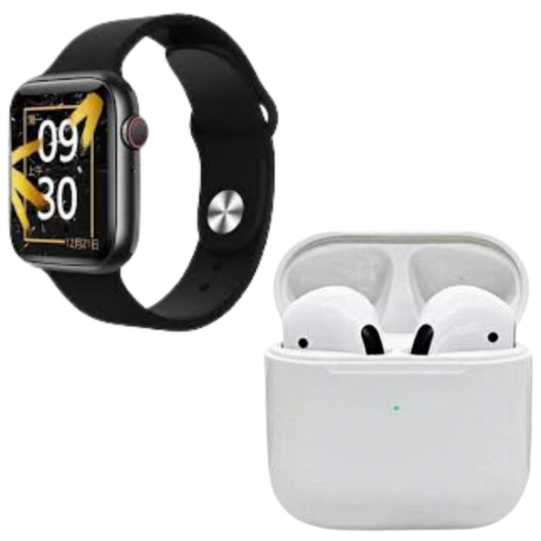 Pro 5 Beyaz Bluetooth Kulaklık M26 Plus Smart Watch 6 Siyah Akıllı Saat - 2