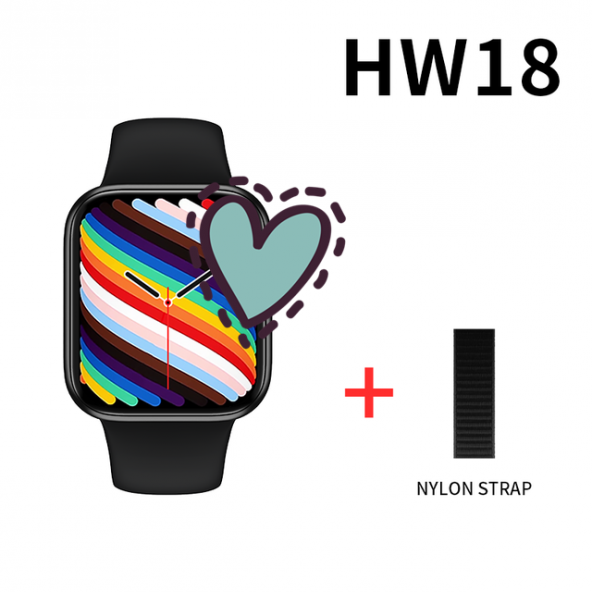 Pro 5 Beyaz Bluetooth Kulaklık HW18 Smartwatch Siyah Silikon Ve Hasır Kordonlu Akıllı Saat - 6