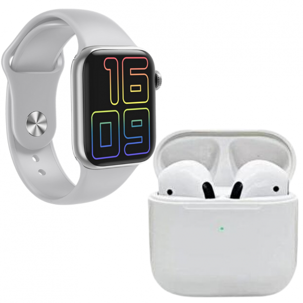 Pro 5 Beyaz Bluetooth Kulaklık Full Ekran Smartwatch Gri Akıllı Saat - 2
