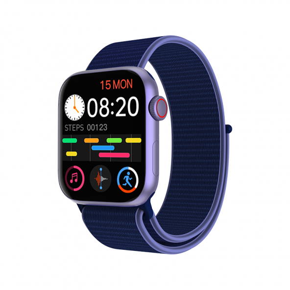 Pro 5 Beyaz Bluetooth Kulaklık  Smartwatch Mavi Silikon Ve Hasır Kordonlu Akıllı Saat